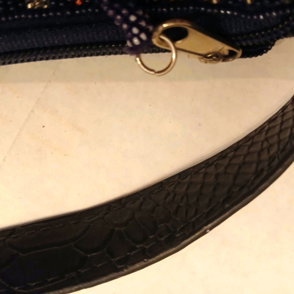 ROLLER Rabbit Navy Stipe Beaded Handbag - Picture 7 of 7